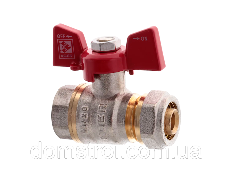 Кран кульовий обтискний для металопласту KOER (LL1655) 16×1/2" ВР