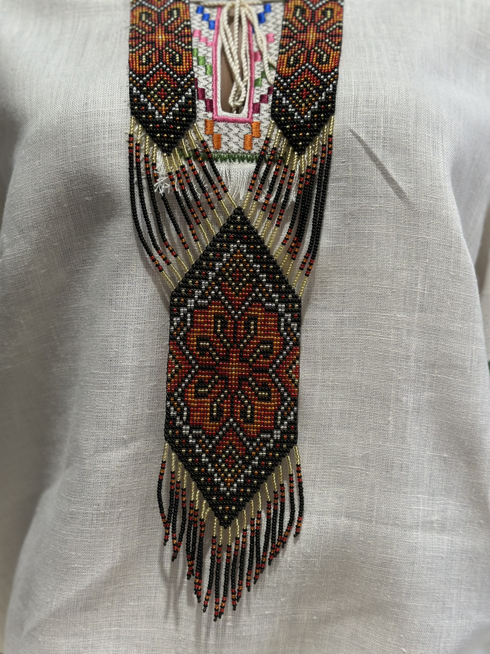 Гердан жіноча прикраса бісер чорний   ручної роботи, фото 1