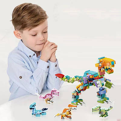 Дитячий конструктор Адвент календар Динозаври машинки Ігрове поле 24 міні моделі для складання великої фігурки