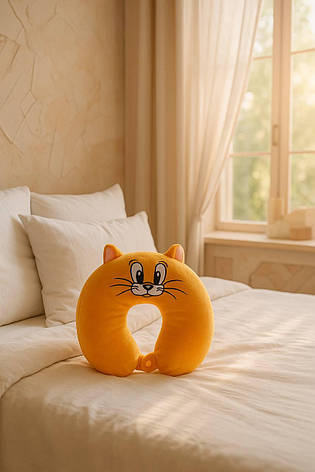 Мягкая игрушка Weber Toys Подушка для путешествий Том и Джери ,Подушка под шею Коричневая, фото 1