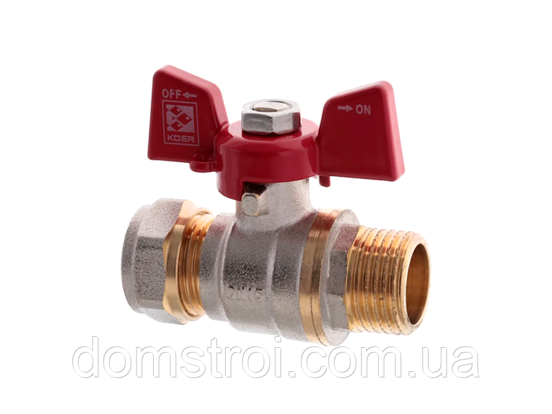 Кран кульовий обтискний для металопласту 16х1/2" НР (LL1655)