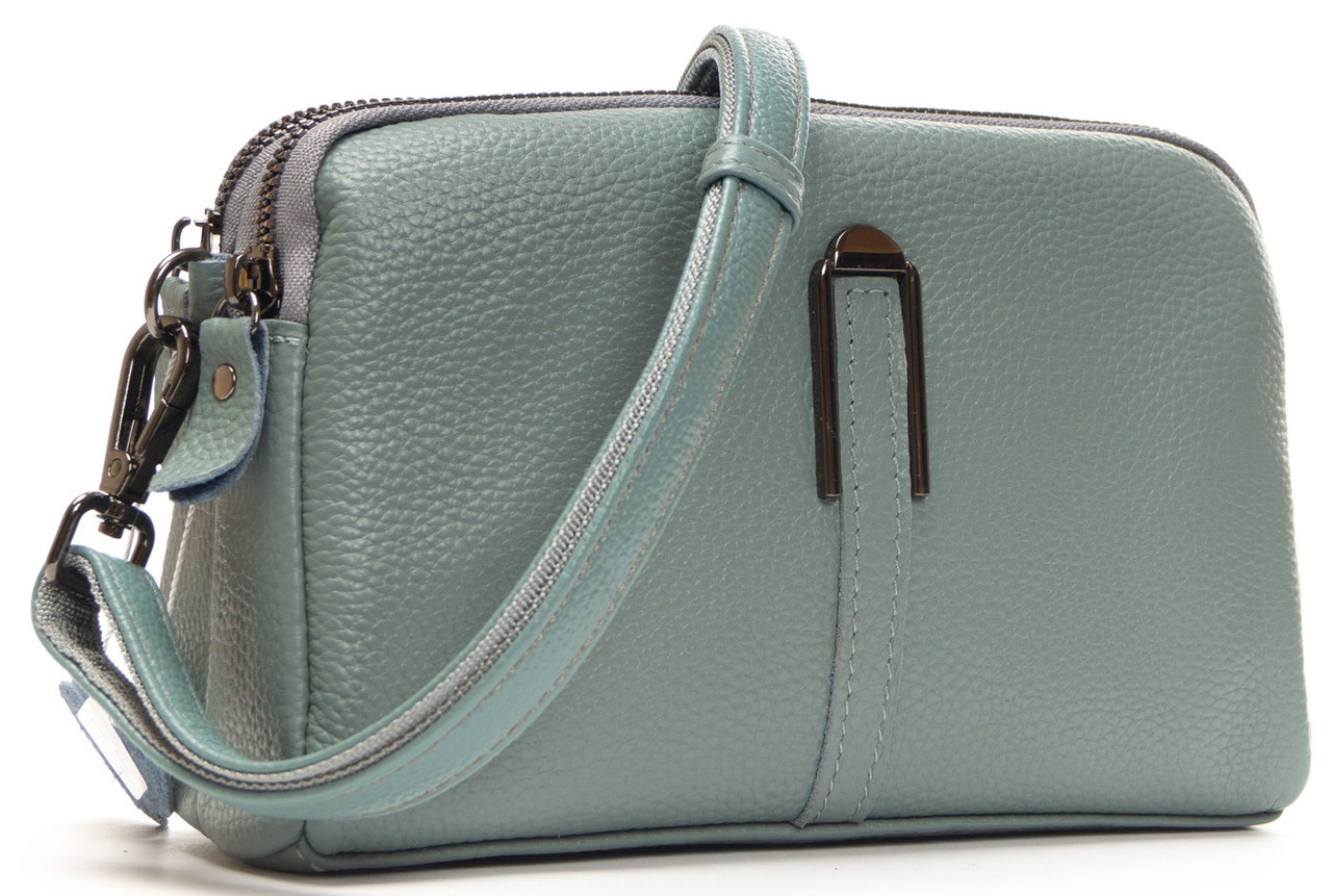 Сумка синій крос боді клатч жіноча шкіряна мала на плече на дві змійки з кишенями Alex Rai 99084