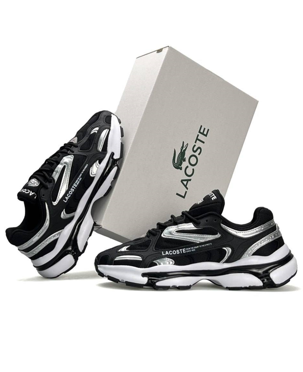 Чоловічі кросівки lacoste l003 Black White Лакоста чорно-білі весна літо, фото 1