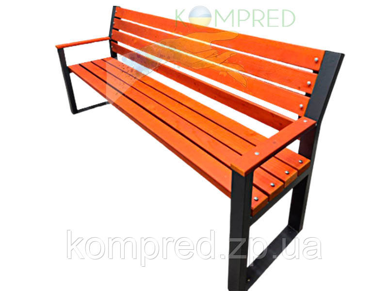 Лавка паркова зі спинкою Валеріо чорний каркас+брус ВИШНЯ 2000*600*916 мм  Kompred OL657/8, фото 1