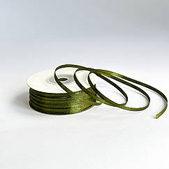Стрічка атласна "Оливкова" 90 м, 3 мм