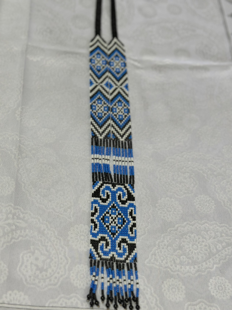 Гердан намисто українське з бісеру синьо жовтий патріотичний ручної роботи 46 *4.5 см, фото 1