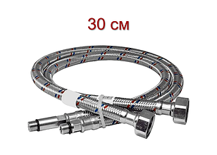Гнучка підводка для змішувача нержавійка/силікон (KR0272) гайка 1/2" – штуцер М10 «голка», пара 30 см
