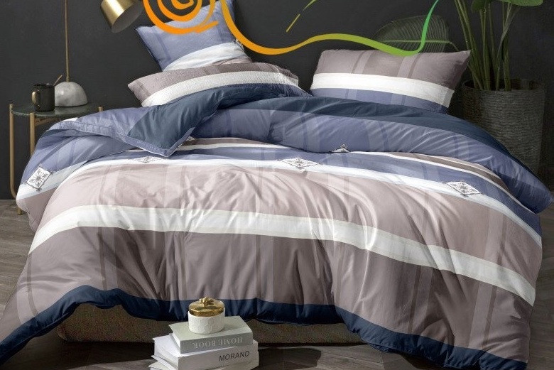 Двоспальний (Поліестер) | Комплект постільної білизни "Tricolor" | Простирадло 180х220 см, фото 1