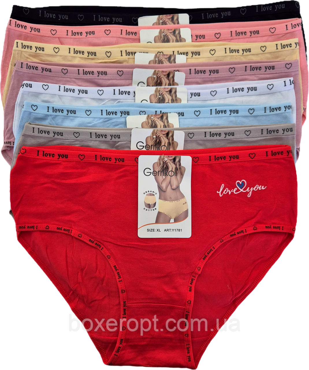 Трусики жіночі GerriKoll (Y1781) Бавовна (XL-3XL) Мікс кольорів — 40 грн/шт