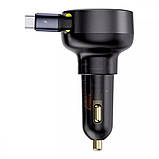 Розгалужувач — подовжувач зарядний в авто Baseus Enjoyment Pro 60 W (1USB-C) + висувний кабель Type-C, фото 3