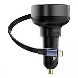 Розгалужувач — подовжувач зарядний в авто Baseus Enjoyment Pro 60 W (1USB-C) + висувний кабель Type-C, фото 6