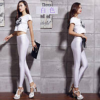 Блискучі жіночі лосини для фітнесу та повсякденного використання білі, фото 5