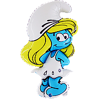 Фольгована кулька велика фігура Смурфик Пуфета 107х57см Grabo