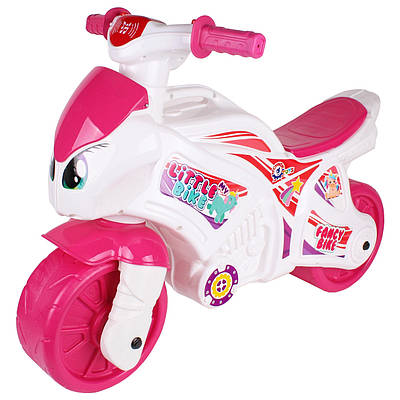 Толокар для дівчинки мотоцикл біговел Technok Toys 7204 зі  звуковими ефектами рожевий