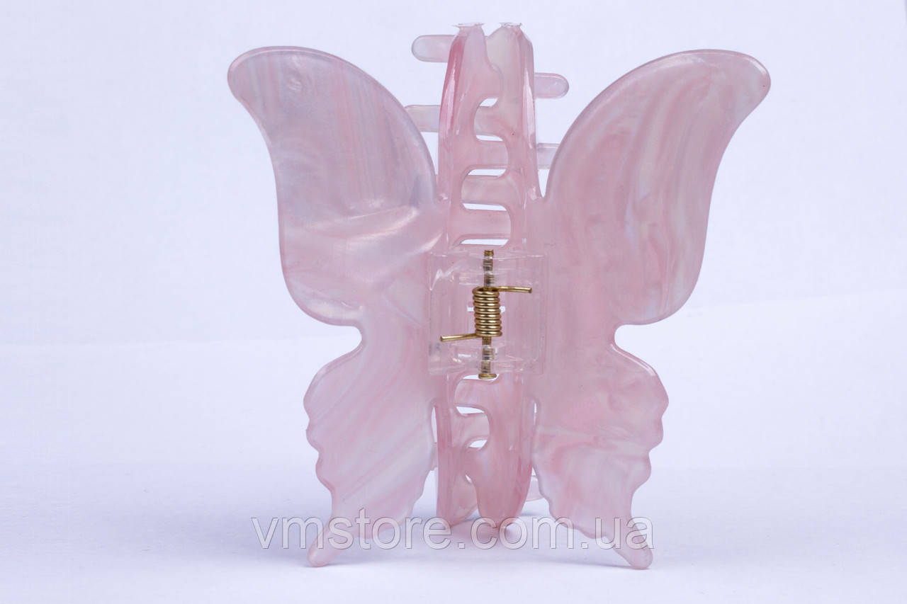 Шпилька крабик метелик для волосся, рожевий метелик, фото 1