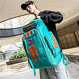 Рюкзак спортивний із відсіком для ноутбука та кріпленням для валізи та скейту - Зелений 55л, фото 4