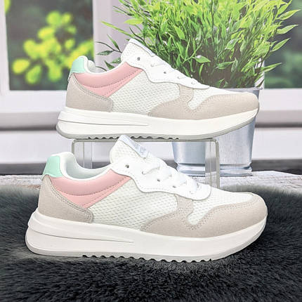 Кросівки жіночі Stilli білі з рожевим текстильні з еко-шкірою 4959, фото 1