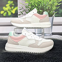 Кросівки жіночі Stilli білі з рожевим текстильні з еко-шкірою 4959, фото 2