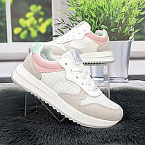 Кросівки жіночі Stilli білі з рожевим текстильні з еко-шкірою 4959, фото 3