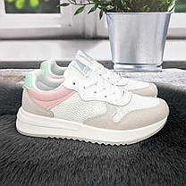 Кросівки жіночі Stilli білі з рожевим текстильні з еко-шкірою 4959, фото 4