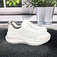 Кросівки жіночі LQD білі єко-шкіра з перфорацією 4952, фото 4