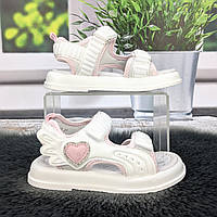 Босоніжки дитячі для дівчинки Фліп білі відкриті на липучках 5839