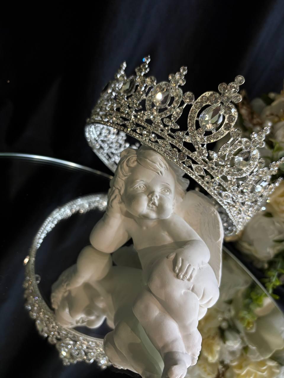 Корона з камінням Срібло 6.5 см Корона для фотосесій Срібна корона з кристалами, фото 1