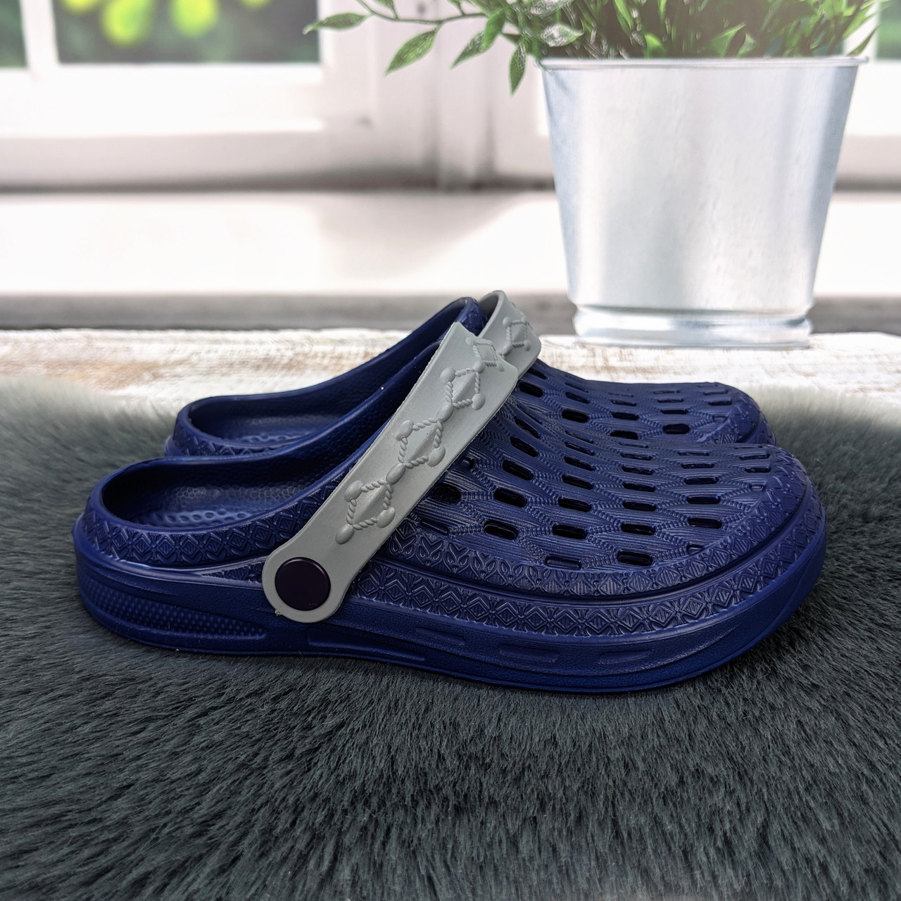 Крокси жіночі Gipanis сині з сірою шлейкою піна 4075