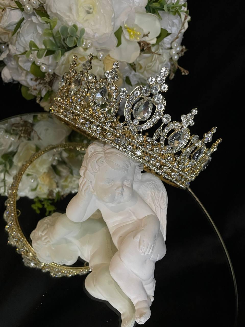 Золота корона зі срібним камінням SWAROVSKI, висотою 6.5 см