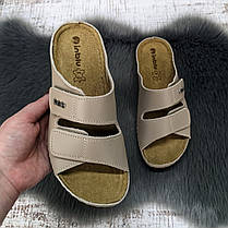 Шльопанці жіночі Inblu бежеві шкіряні на липучках на широку ногу 4461, фото 5