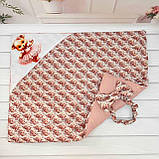 Мусліновий конверт для новонароджених дівчаток, пудра з глітером, принт Ведмежатко у сукні, фото 4