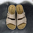 Шльопанці жіночі Inblu бежеві шкіряні на липучках на широку ногу 4461, фото 4