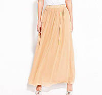 Бежевая шифоновая юбка в пол,РАЗМЕР ТОЛЬКО 48