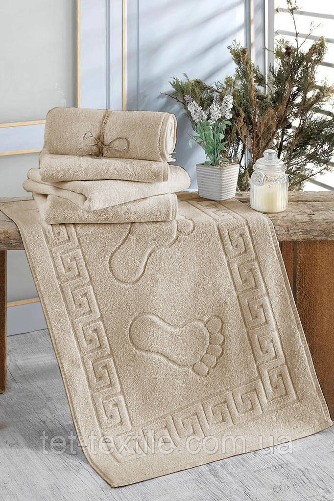 Рушник махровий для ніг бежевий 50х70см щільність 550 гр
