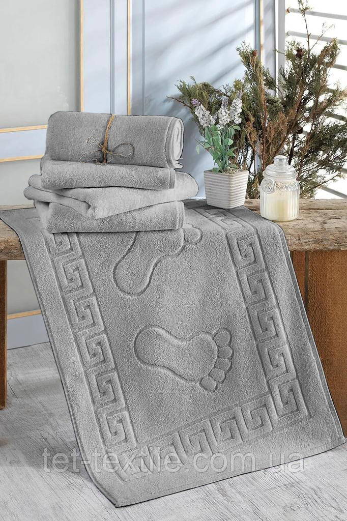 Рушник махровий для ніг сірий 50х70см щільність 550 гр