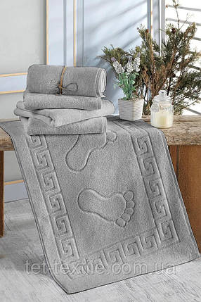Рушник махровий для ніг сірий 50х70см щільність 550 гр, фото 1