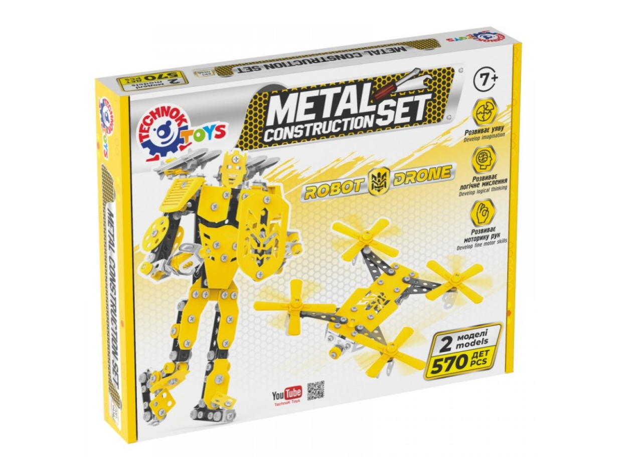 Конструктор металевий "ROBOT DRONE" 2в1 570дет., ТехноК, фото 1