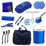 Набір для чищення та миття автомобіля 16 предметів зі складним відром та сумкою Повний комплект по догляду за авто, фото 9