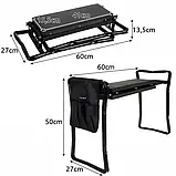 Садовий складний стілець для городу з органайзером , зручний табурет для дачі, підколінник Gardlov 23731 Польща, фото 6