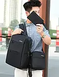 Універсальний комплект для щоденного використання Backpack Black 3 в 1 Рюкзак Сумка Клатч Сірий, фото 5