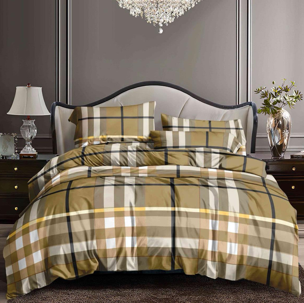 Тканина для постільної білизни з геометричним принтом на бежевому Поліестер 75 PL-BX-165 (60м)