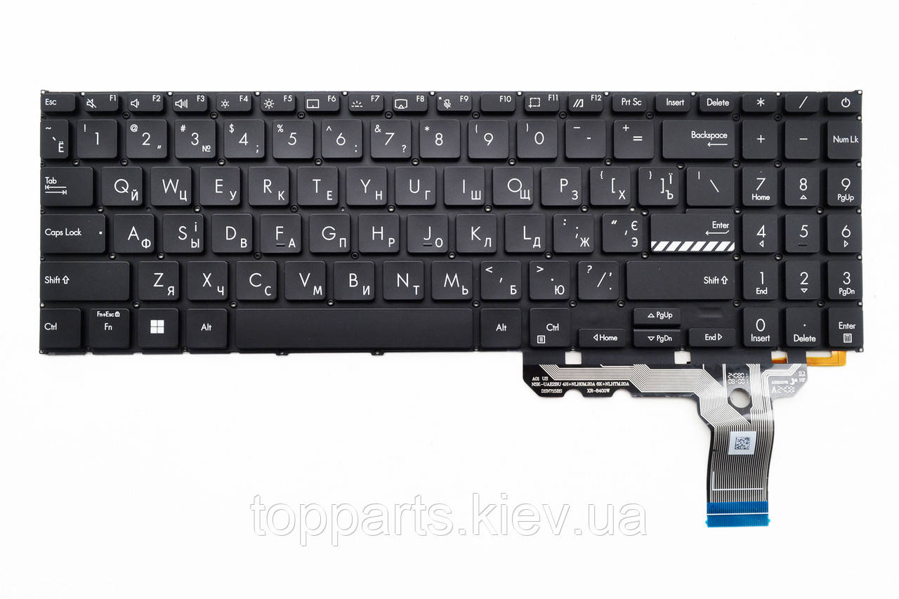 Клавіатура для ноутбуків Asus VivoBook 15X K3504, M3504, S3504, 16X K3604, K3605, Go E1504 чорна без рамки, з підсвіткою  UA/RU/US