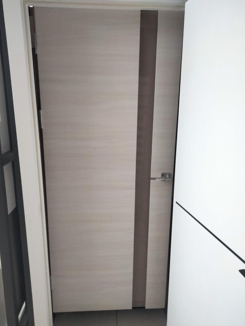 Міжкімнатні двері Rodos Modern FLAT Капучино скло TRIPLEX (полотно + коробка + наличник на 1 бік), фото 1