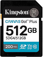 Карта пам'яті Kingston SD 512GB C10 UHS-I U3 V30 R200/W160MB/s (SDG4/512GB)