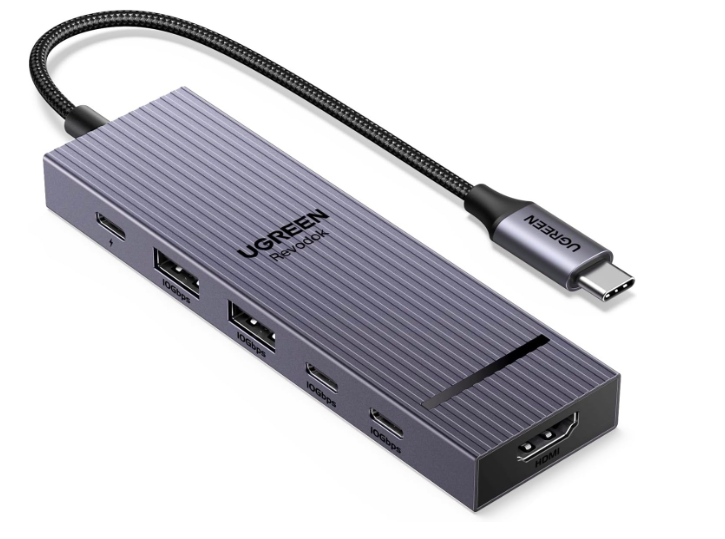 UGREEN Revodok Pro USB-C хаб 6 в 1 10 Гбіт/с 4K 60 Гц HDMI, живлення 100 Вт для MacBook Pro/Air, iPad Pro