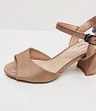 Жіночі босоніжки замшеві бежеві на підборах розмір 38, фото 8