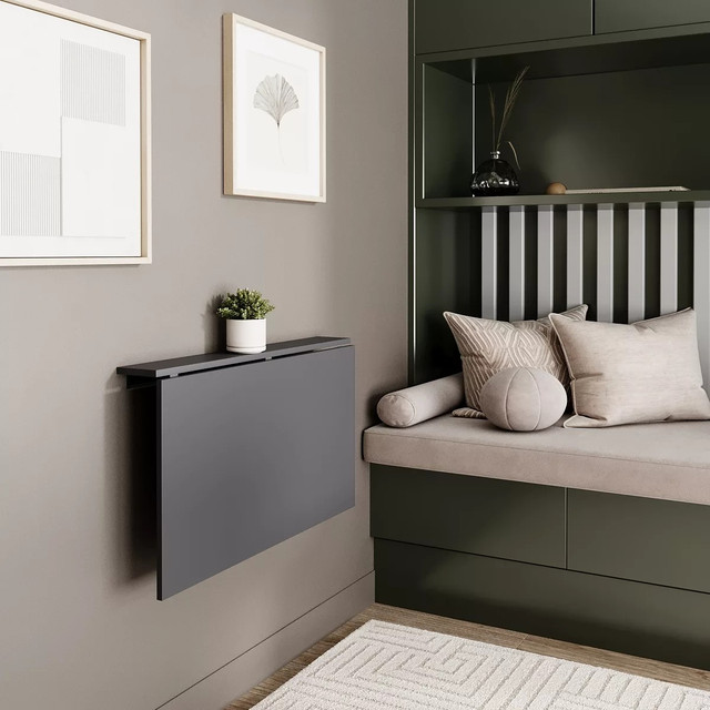 Откидной настенный стол Mini 90×12(50) см в цвете графит на металлических креплениях