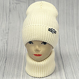 М 89042. Комплект для дівчинки, підлітка: шапка з флісом  і  хомут,  різні кольори 4-15 років, фото 2