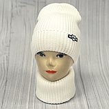 М 89042. Комплект для дівчинки, підлітка: шапка з флісом  і  хомут,  різні кольори 4-15 років, фото 3