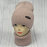 М 89042. Комплект для дівчинки, підлітка: шапка з флісом  і  хомут,  різні кольори 4-15 років, фото 4